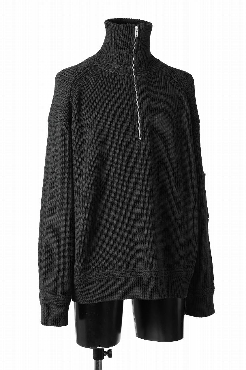Juun.J Half Zip-up Pullover Sweater (BLACK) - Image 2