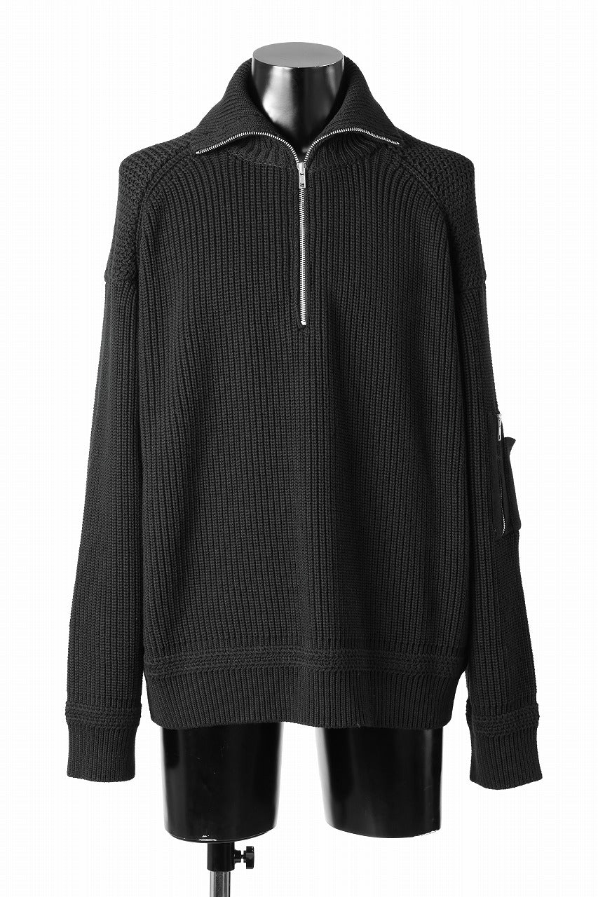 Juun.J Half Zip-up Pullover Sweater (BLACK) - Image 3