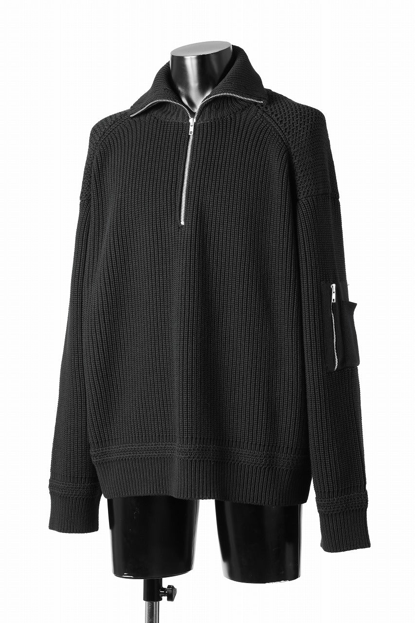 Juun.J Half Zip-up Pullover Sweater (BLACK) - Image 4