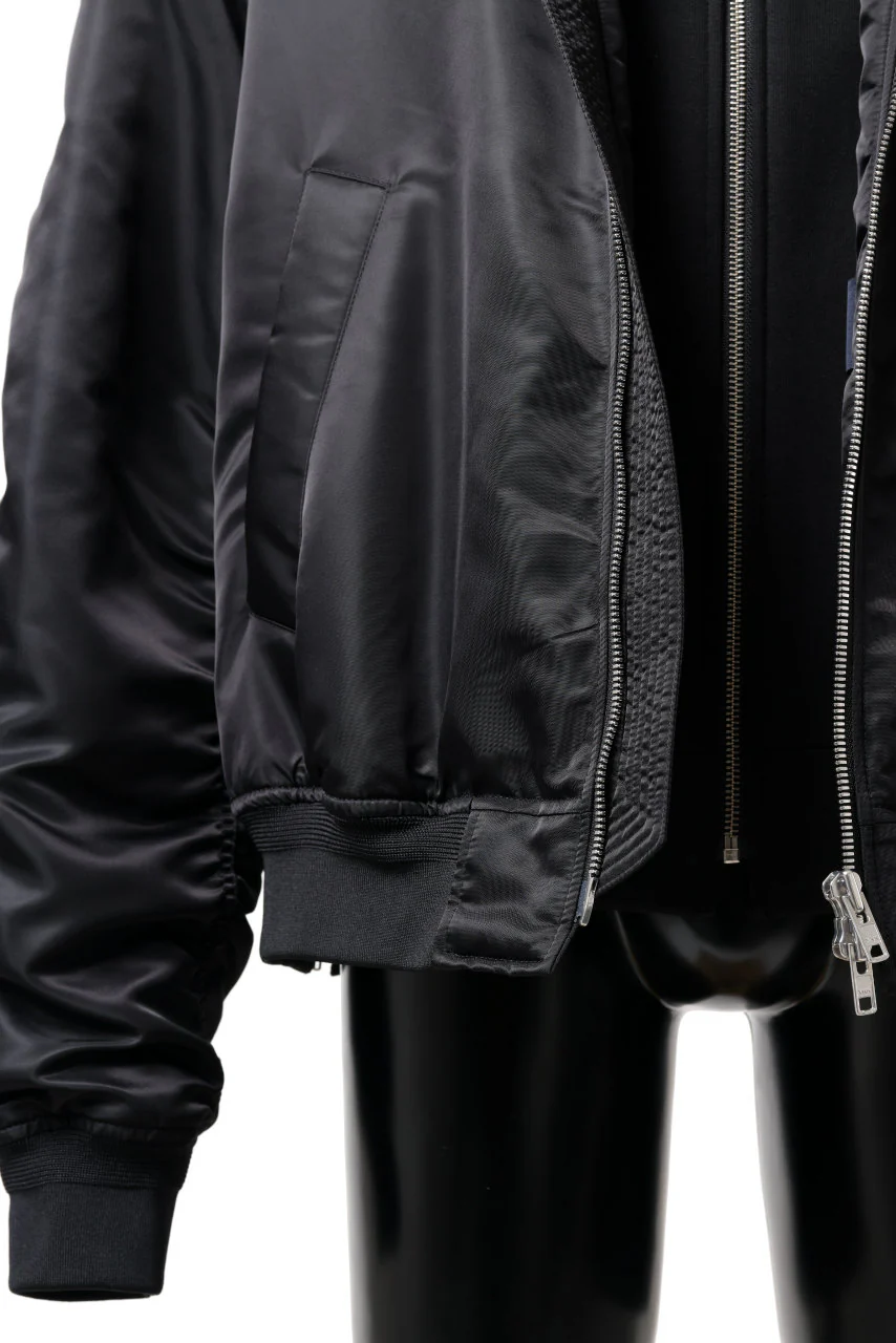 Juun.J Jersey Hood Detachable Nylon MA-1 Jumper (BLACK) - Image 11