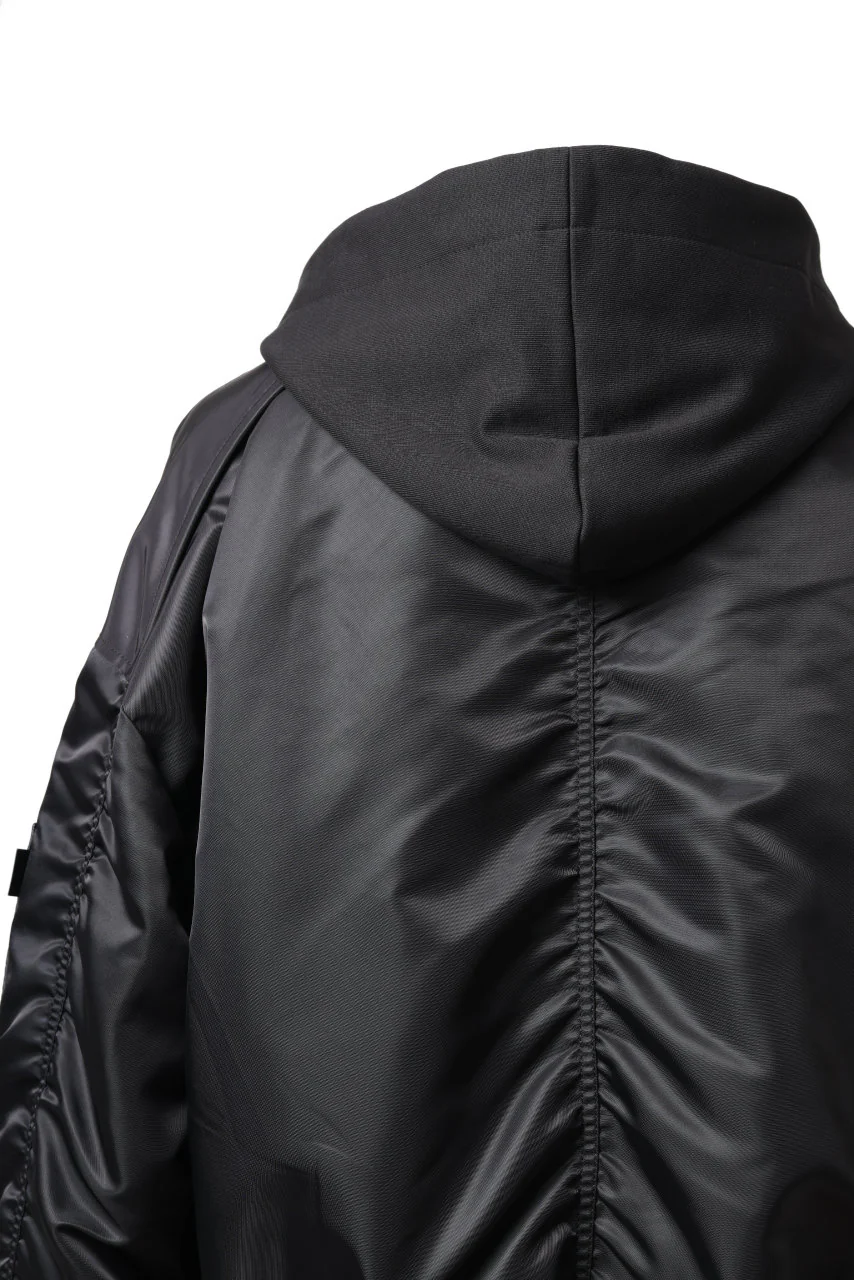Juun.J Jersey Hood Detachable Nylon MA-1 Jumper (BLACK) - Image 13