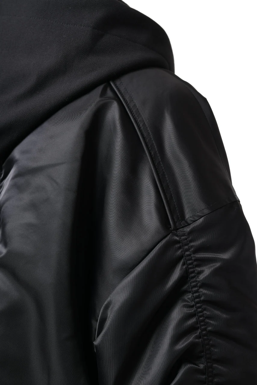 Juun.J Jersey Hood Detachable Nylon MA-1 Jumper (BLACK) - Image 14