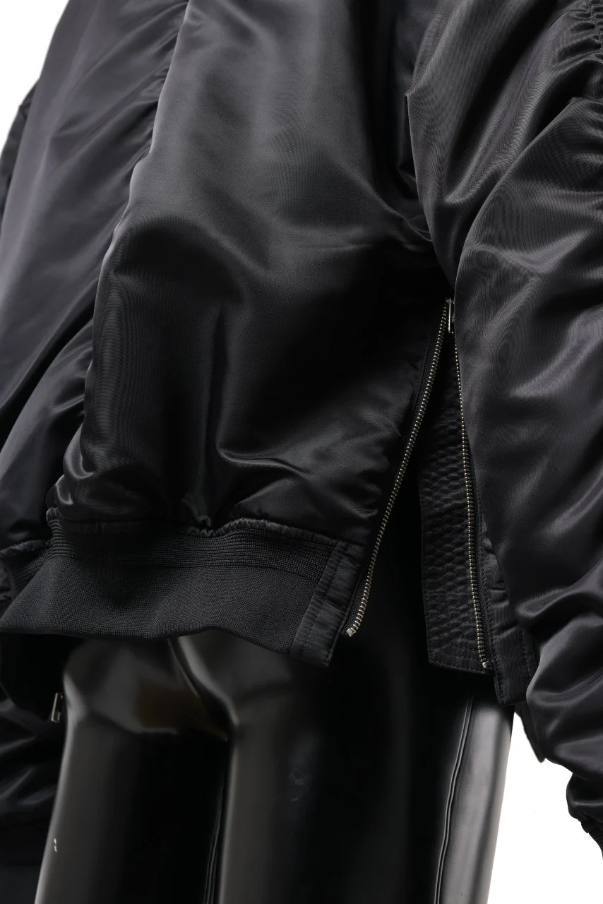Juun.J Jersey Hood Detachable Nylon MA-1 Jumper (BLACK) - Image 15