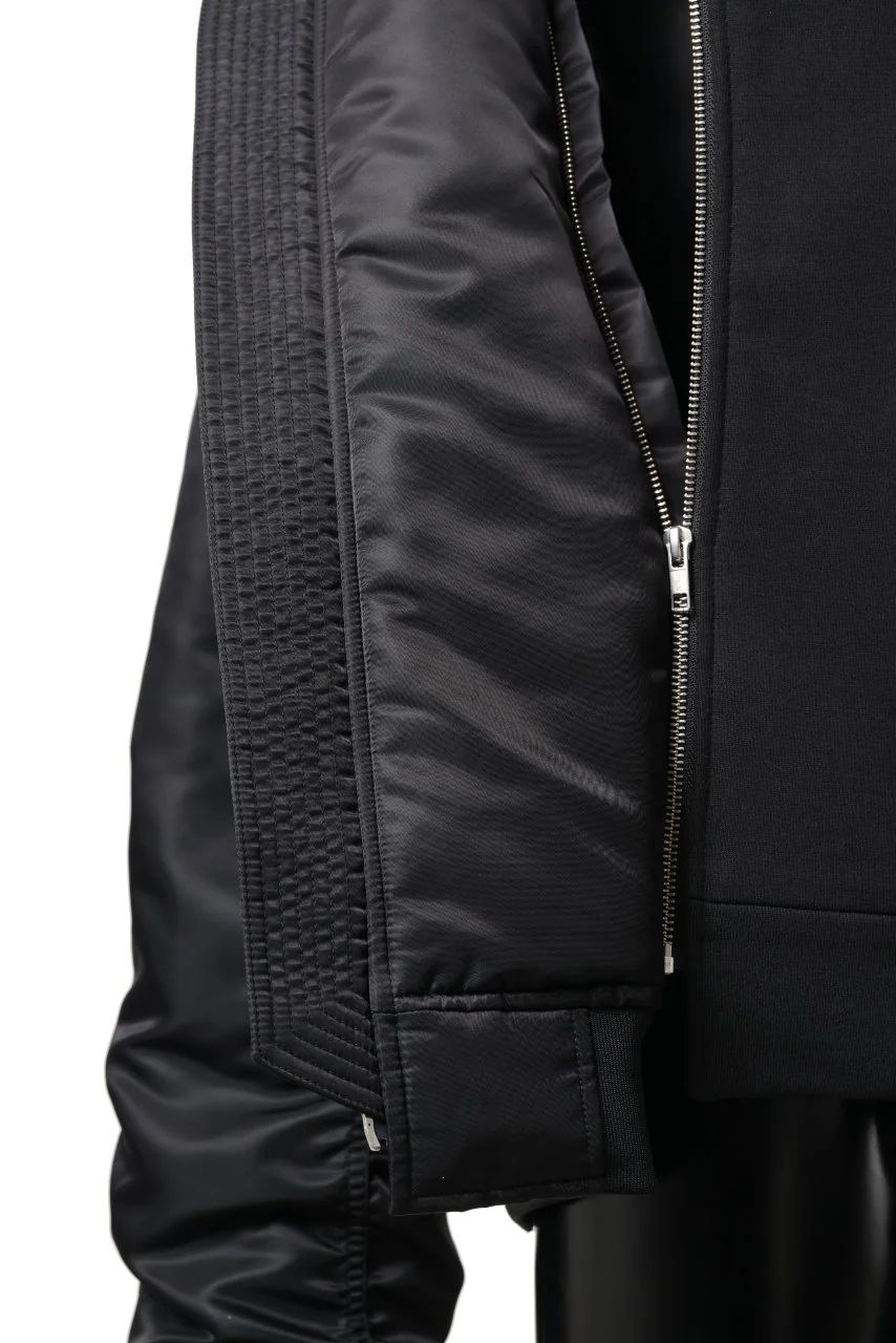 Juun.J Jersey Hood Detachable Nylon MA-1 Jumper (BLACK) - Image 17