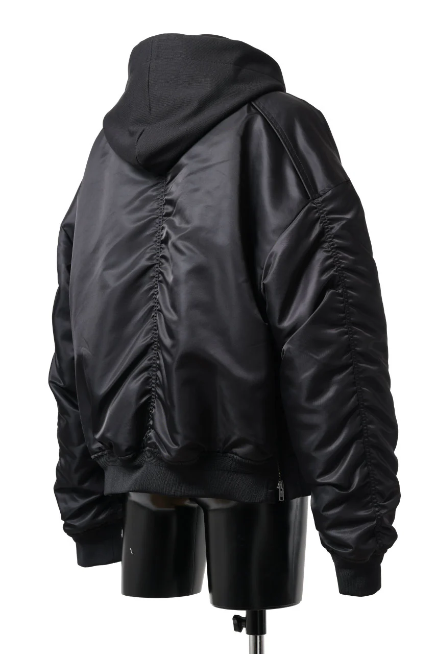 Juun.J Jersey Hood Detachable Nylon MA-1 Jumper (BLACK) - Image 3