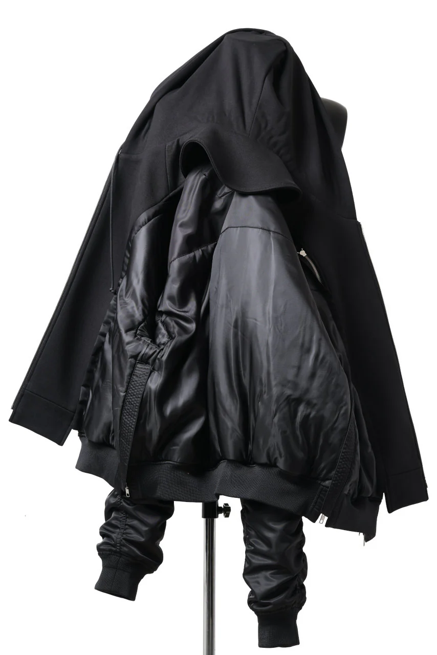 Juun.J Jersey Hood Detachable Nylon MA-1 Jumper (BLACK) - Image 4