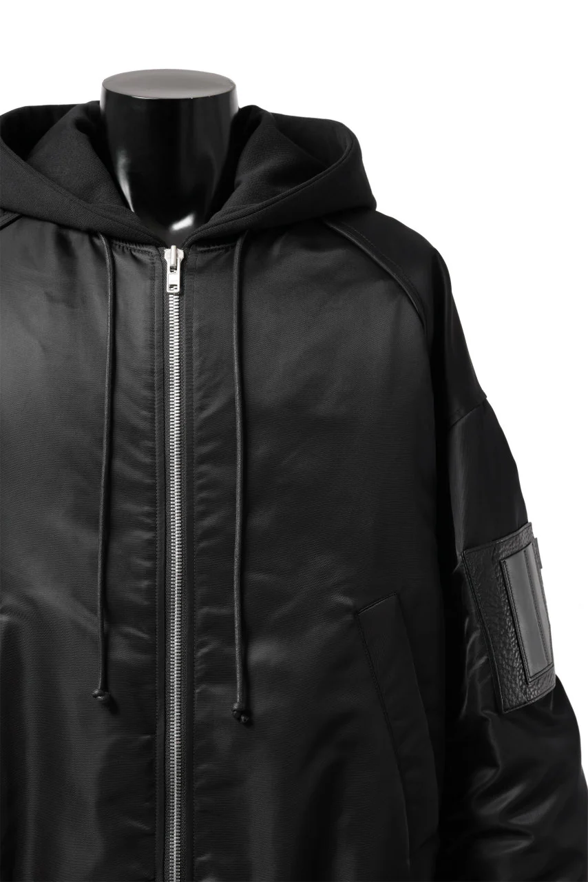 Juun.J Jersey Hood Detachable Nylon MA-1 Jumper (BLACK) - Image 5