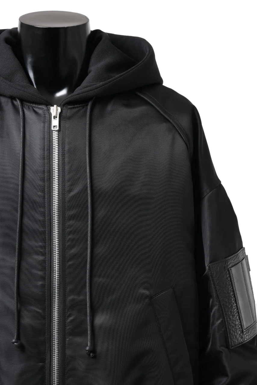 Juun.J Jersey Hood Detachable Nylon MA-1 Jumper (BLACK) - Image 6