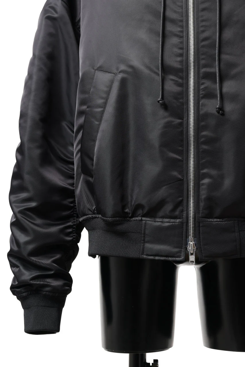 Juun.J Jersey Hood Detachable Nylon MA-1 Jumper (BLACK) - Image 7