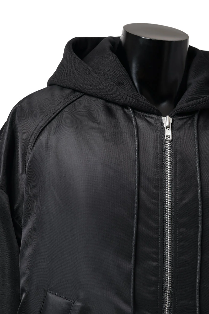 Juun.J Jersey Hood Detachable Nylon MA-1 Jumper (BLACK) - Image 9