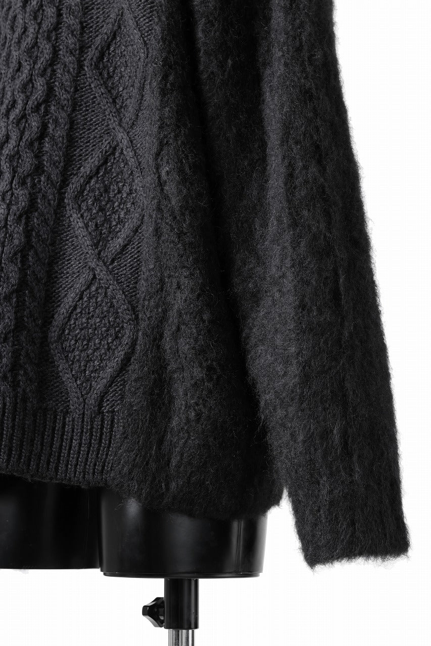 Juun.J Mixed Cabel Sweater (BLACK) - Image 13