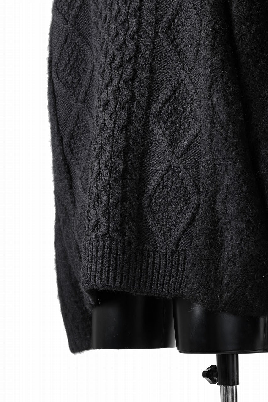 Juun.J Mixed Cabel Sweater (BLACK) - Image 14