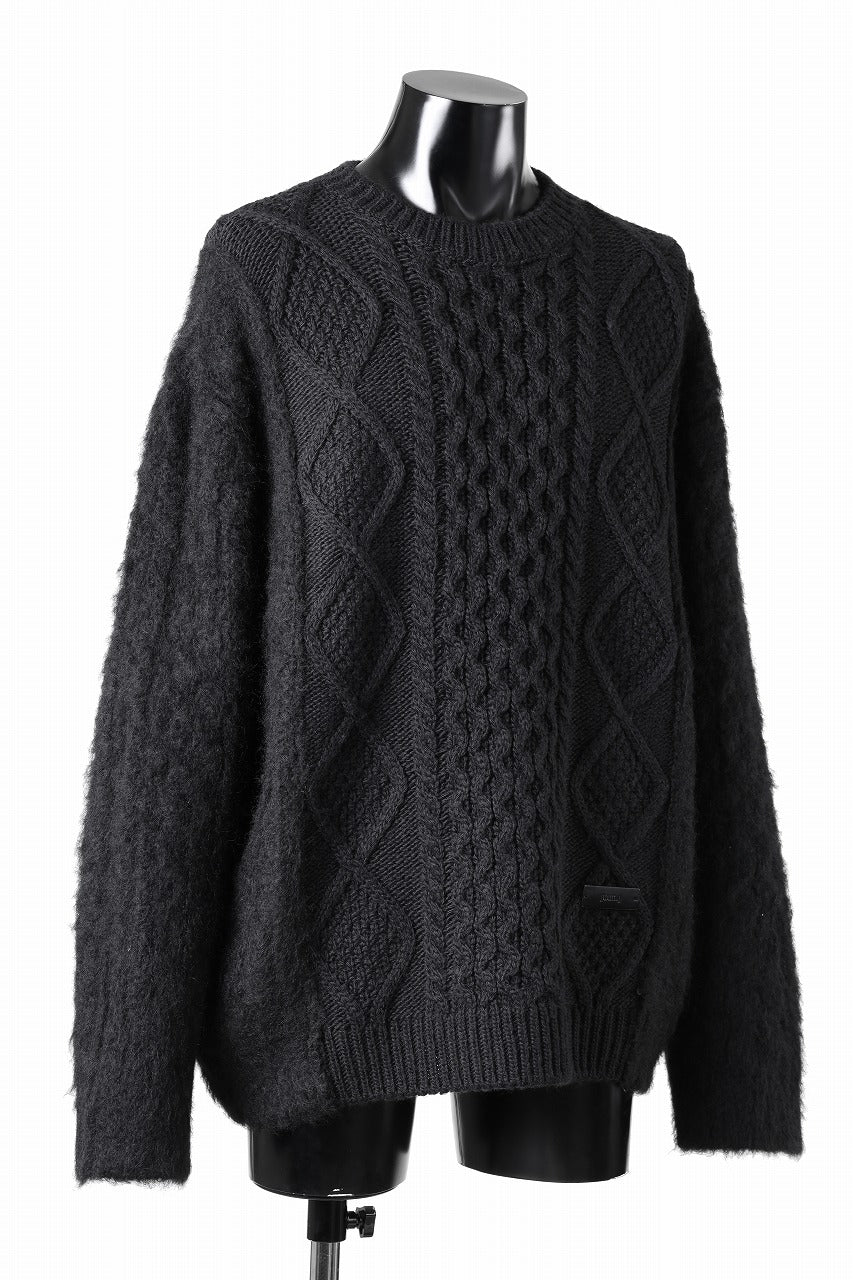 Juun.J Mixed Cabel Sweater (BLACK) - Image 2
