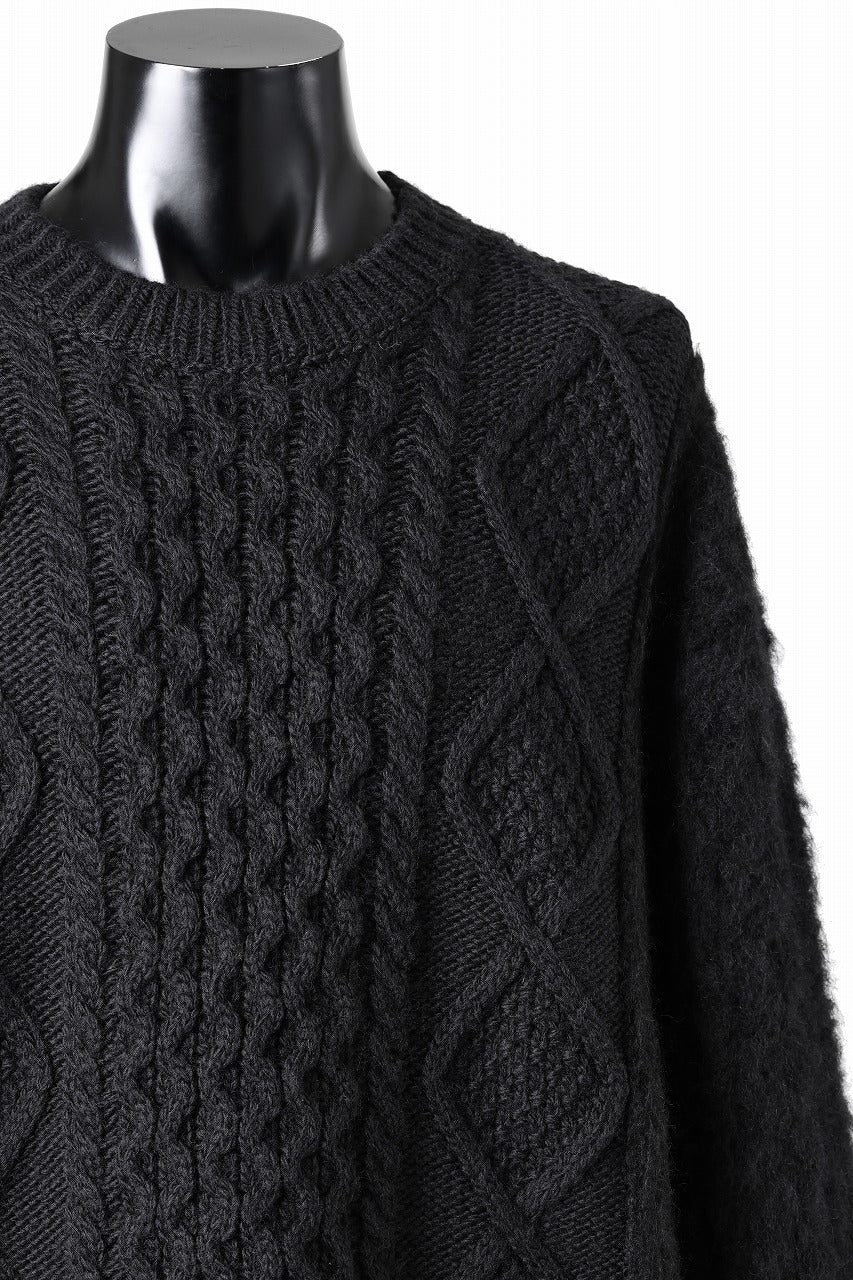 Juun.J Mixed Cabel Sweater (BLACK) - Image 6
