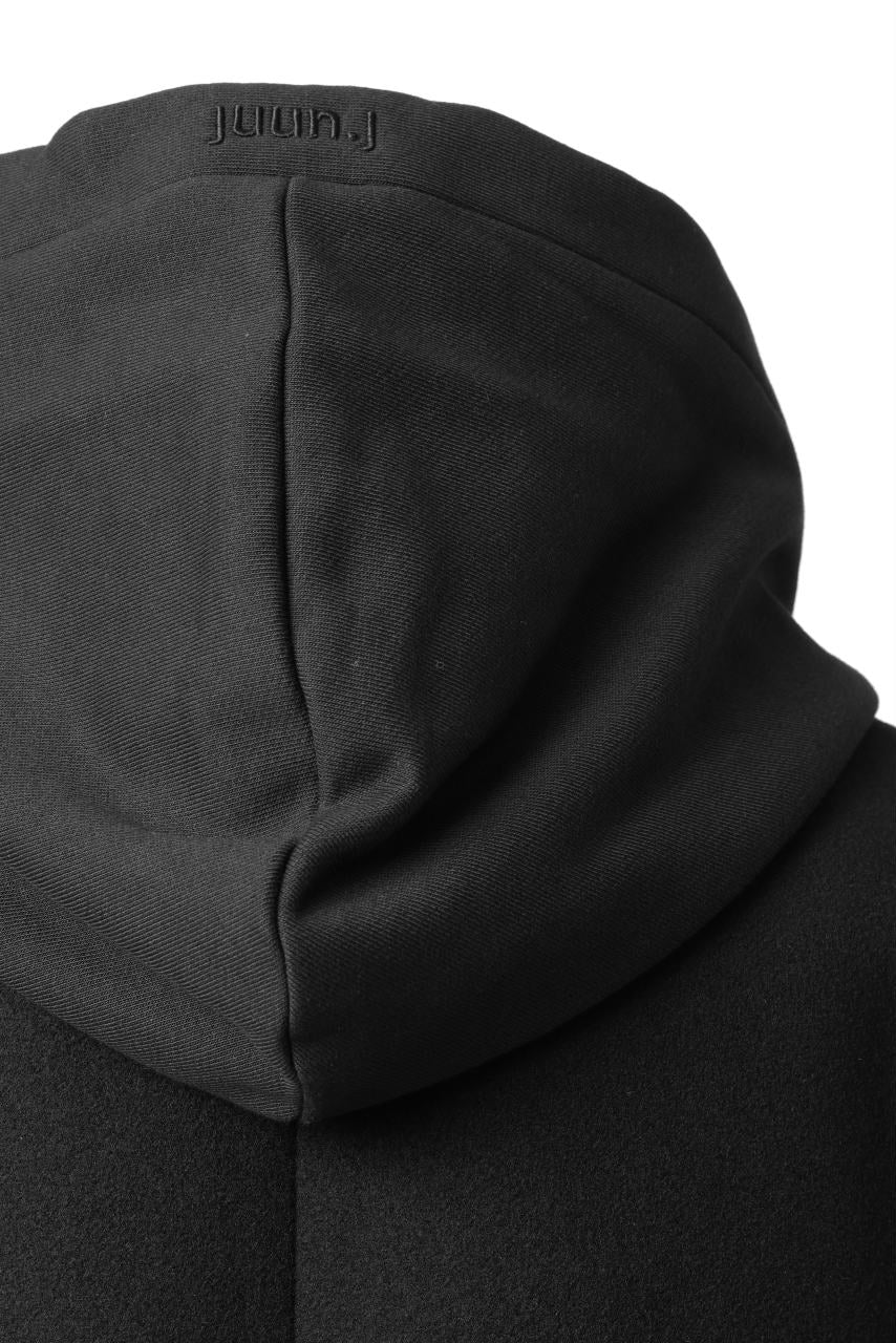Juun.J Over Fit Jersey Hood Detachable Double Coat (BLACK) - Image 18