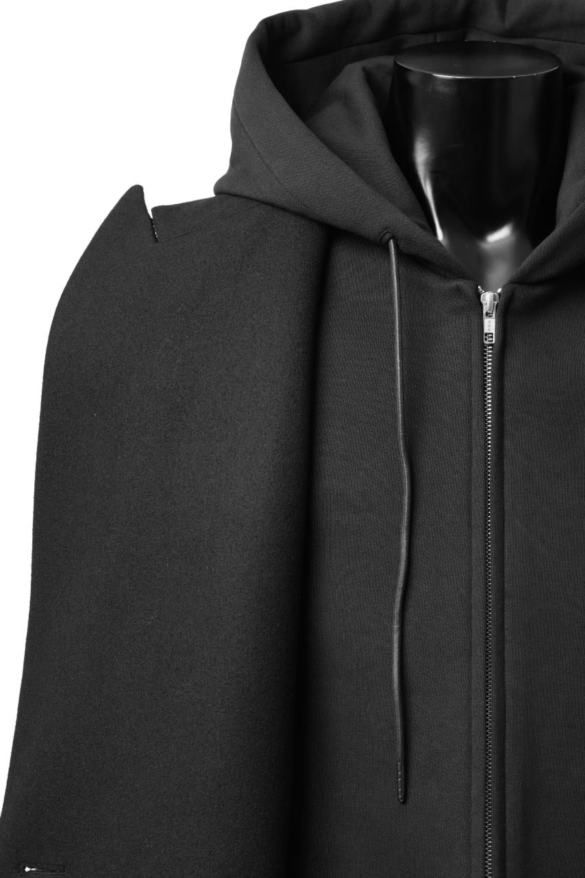 Juun.J Over Fit Jersey Hood Detachable Double Coat (BLACK) - Image 21