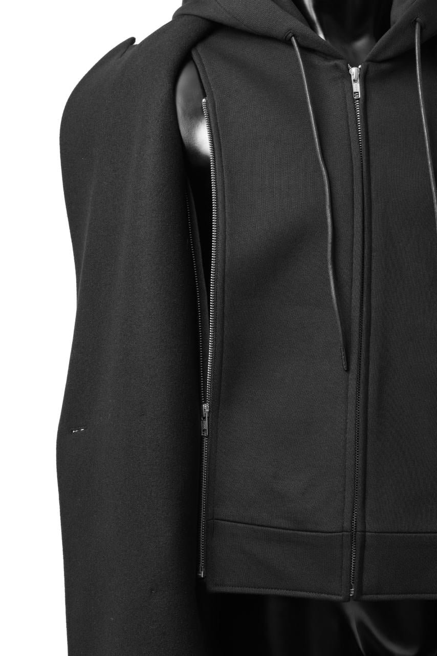 Juun.J Over Fit Jersey Hood Detachable Double Coat (BLACK) - Image 22