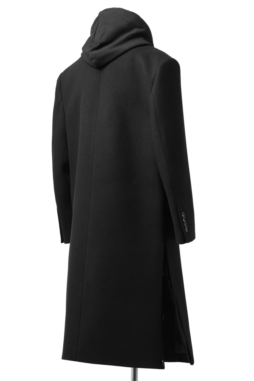 Juun.J Over Fit Jersey Hood Detachable Double Coat (BLACK) - Image 6