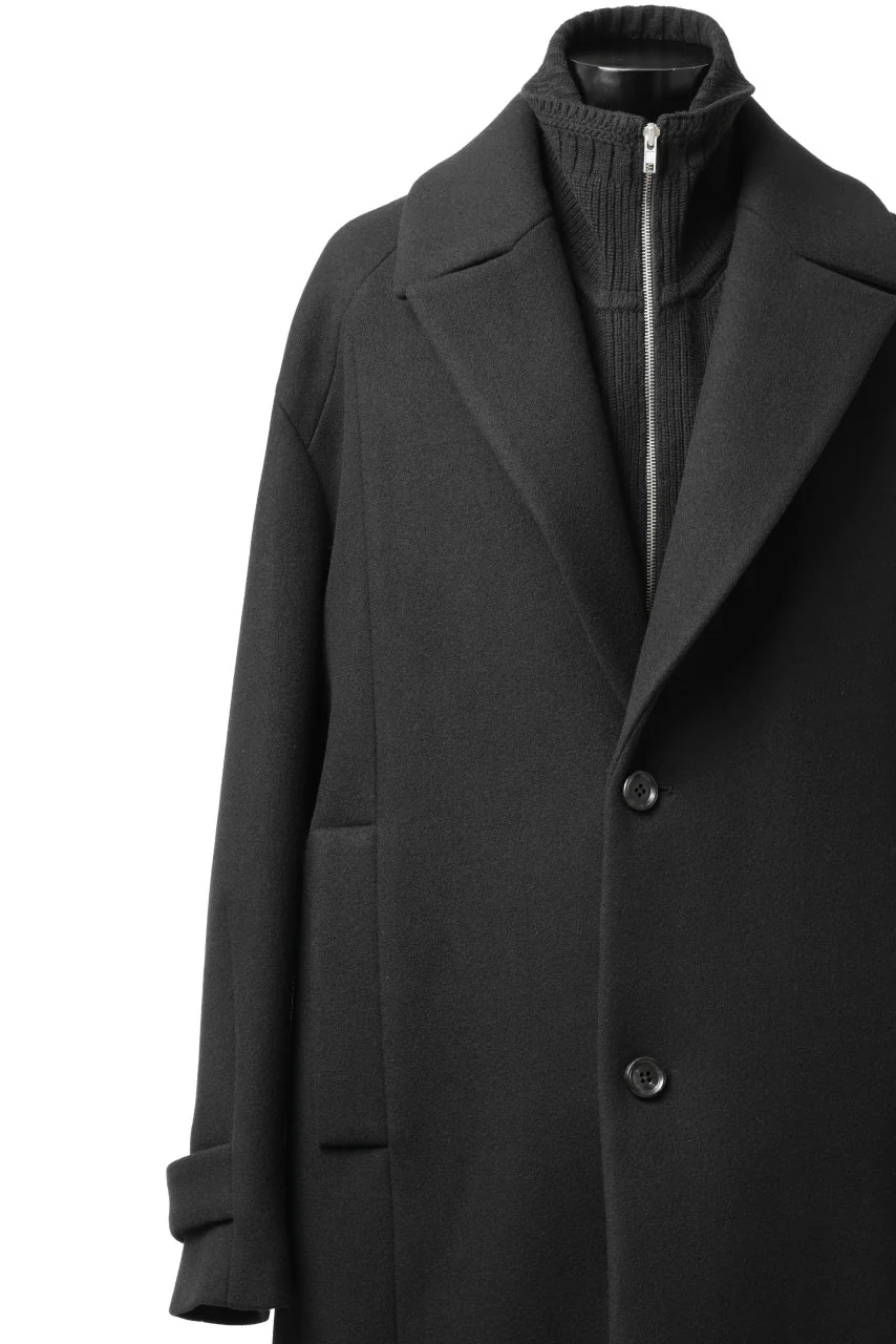 Juun.J Over Fit Knit Paneled Long Single Coat (BLACK) - Image 12