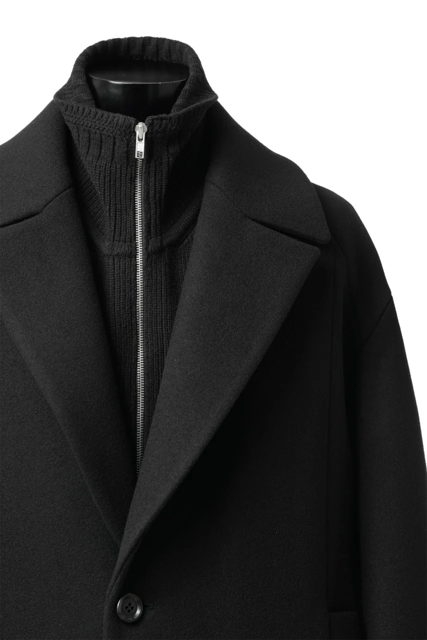 Juun.J Over Fit Knit Paneled Long Single Coat (BLACK) - Image 13