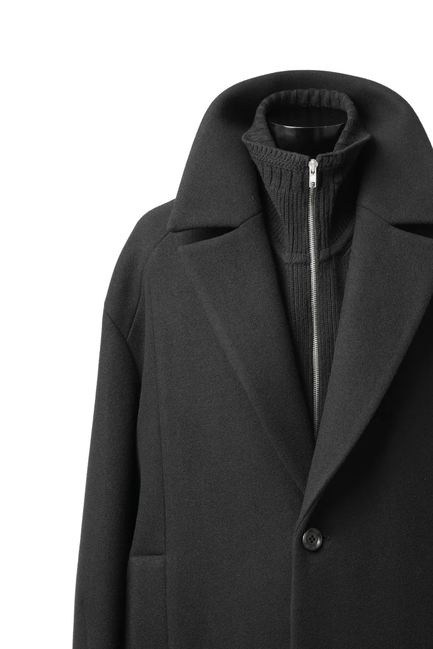 Juun.J Over Fit Knit Paneled Long Single Coat (BLACK) - Image 14
