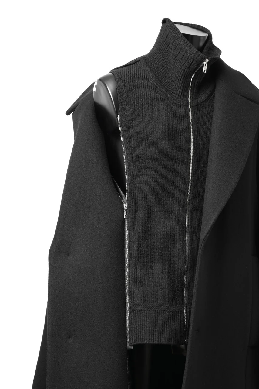 Juun.J Over Fit Knit Paneled Long Single Coat (BLACK) - Image 22