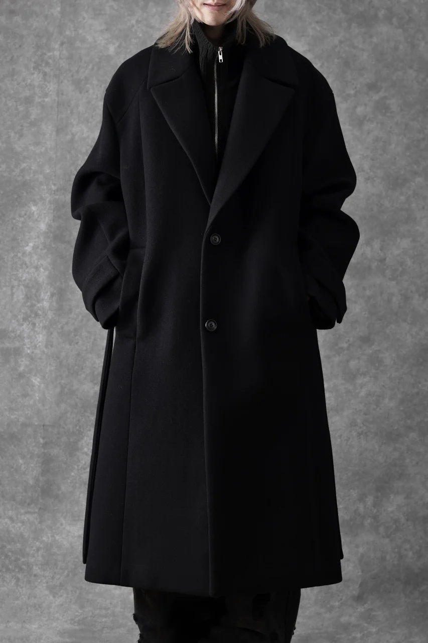 Juun.J Over Fit Knit Paneled Long Single Coat (BLACK) - Image 27