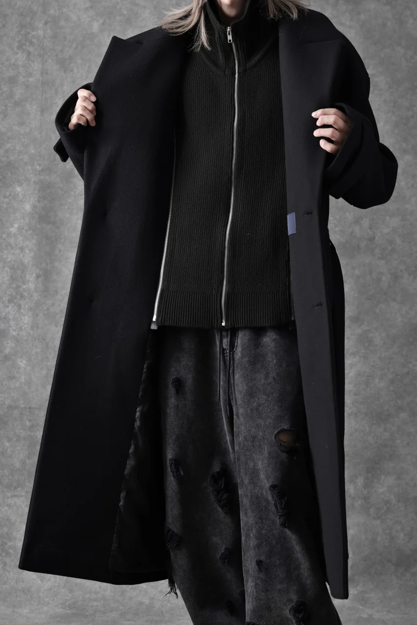Juun.J Over Fit Knit Paneled Long Single Coat (BLACK) - Image 28