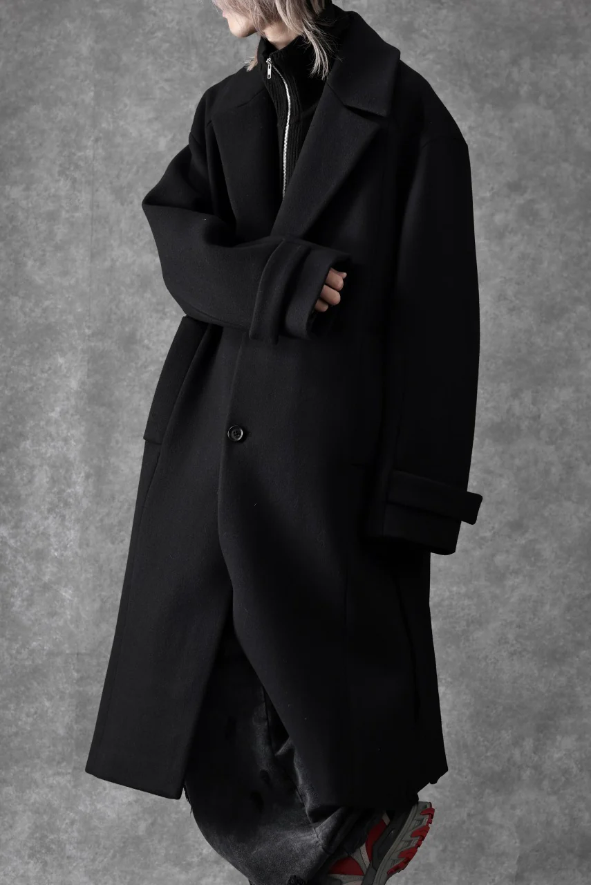 Juun.J Over Fit Knit Paneled Long Single Coat (BLACK) - Image 29