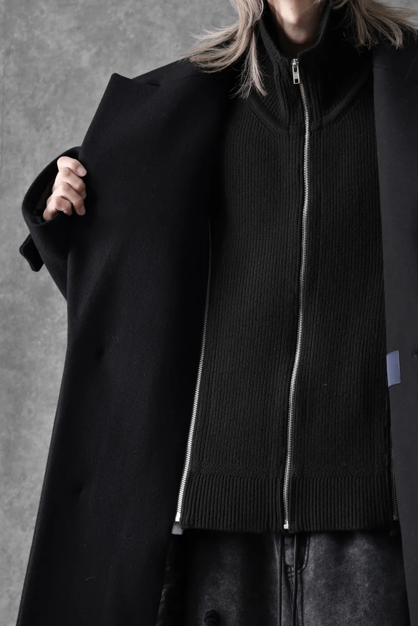 Juun.J Over Fit Knit Paneled Long Single Coat (BLACK) - Image 32