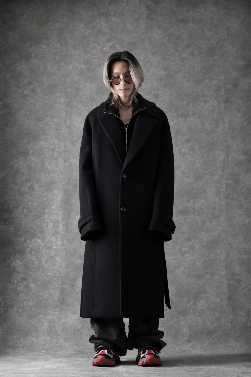 Juun.J Over Fit Knit Paneled Long Single Coat (BLACK) - Image 35