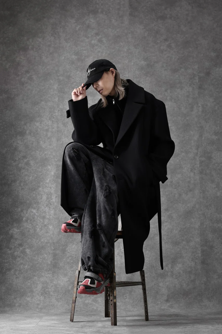 Juun.J Over Fit Knit Paneled Long Single Coat (BLACK) - Image 37