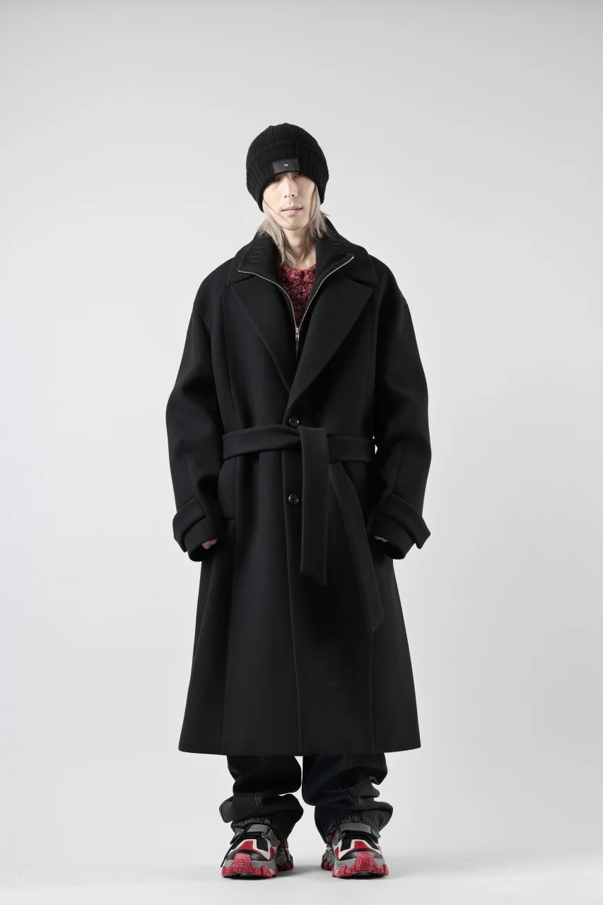 Juun.J Over Fit Knit Paneled Long Single Coat (BLACK) - Image 45