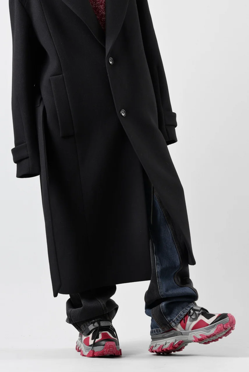 Juun.J Over Fit Knit Paneled Long Single Coat (BLACK) - Image 5