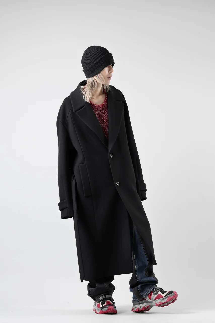 Juun.J Over Fit Knit Paneled Long Single Coat (BLACK) - Image 54