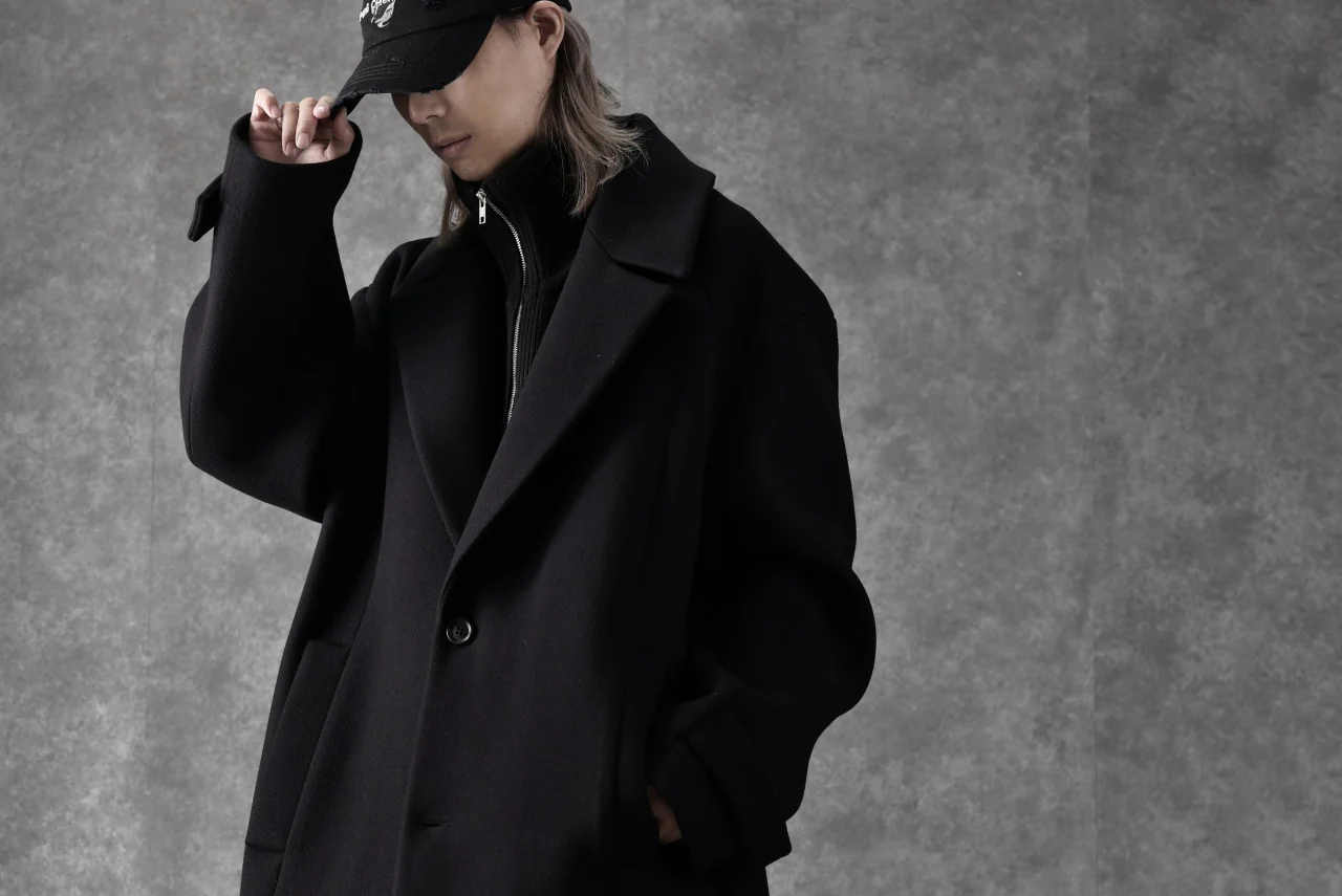 Juun.J Over Fit Knit Paneled Long Single Coat (BLACK) - Image 63