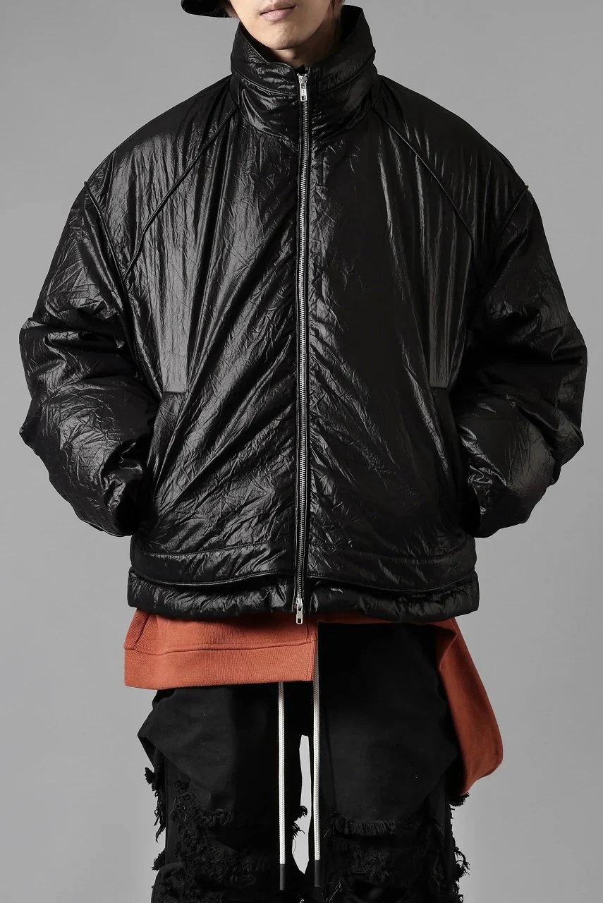 Juun.J Wrinkle Nylon Stand Collar Goose Down Blouson (BLACK) - Image 10