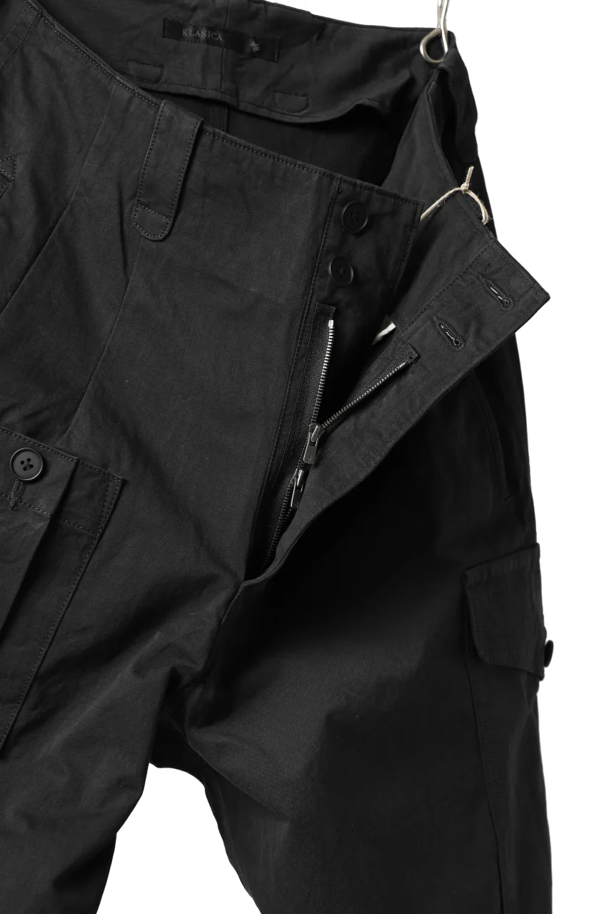 KLASICA 1960 (C-Twill) CARGO POCKET TROUSERS / HIGH DENSITY MATT TWILL (BLACK) - Image 11