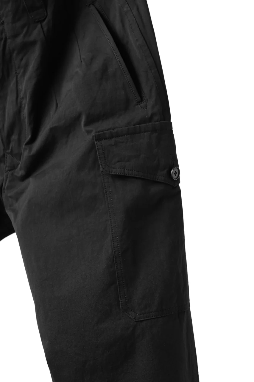 KLASICA 1960 (C-Twill) CARGO POCKET TROUSERS / HIGH DENSITY MATT TWILL (BLACK) - Image 9
