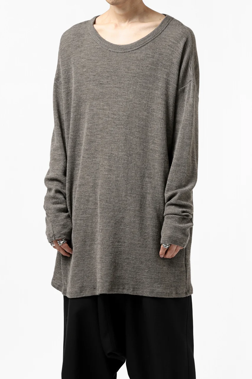 KLASICA ASLEEP CREW NECK KNIT SWEATER / WEANER WOOL RIB (FAWN) - Image 26