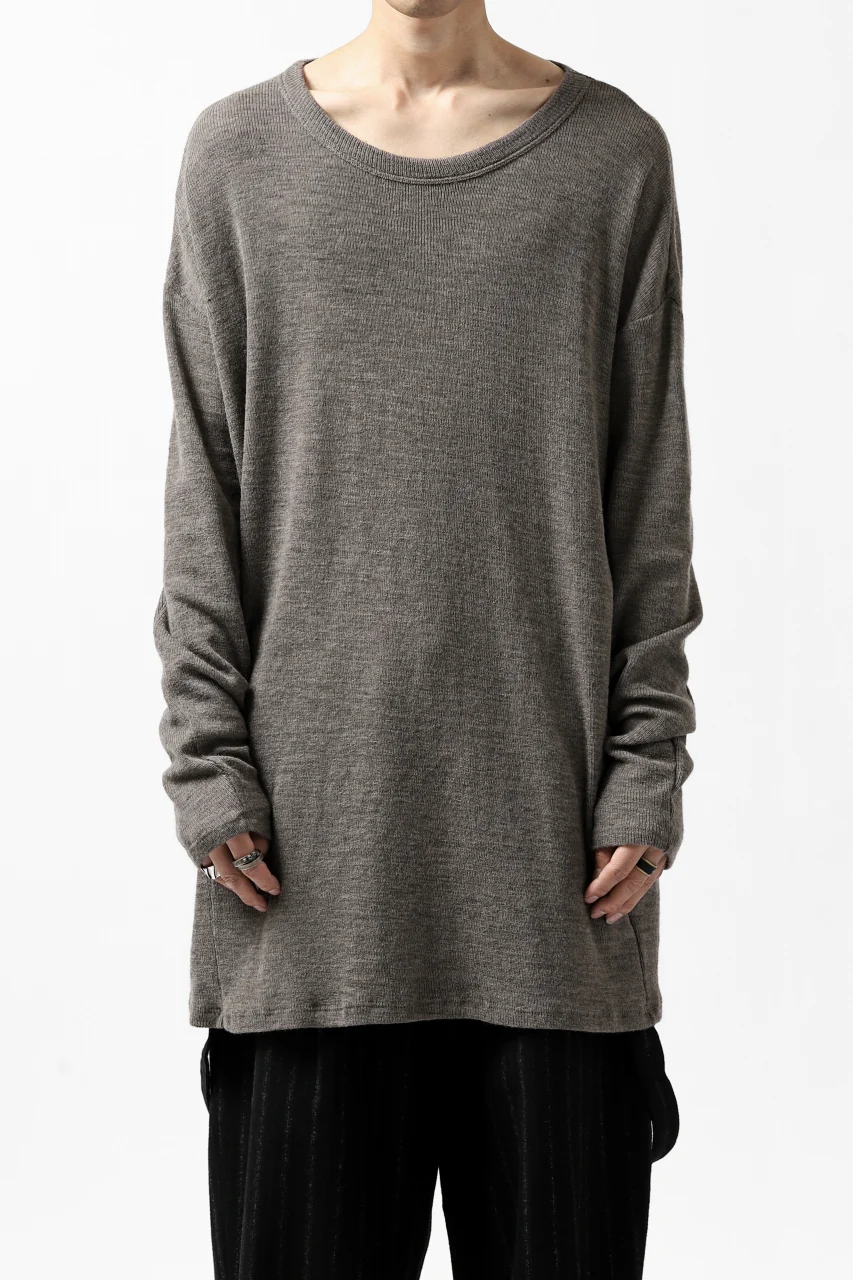 KLASICA ASLEEP CREW NECK KNIT SWEATER / WEANER WOOL RIB (FAWN) - Image 3
