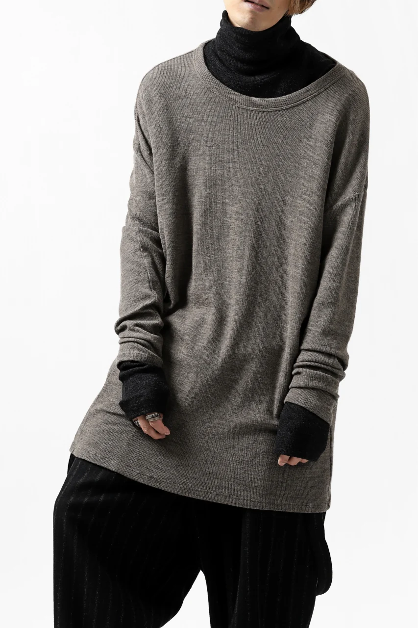 KLASICA ASLEEP CREW NECK KNIT SWEATER / WEANER WOOL RIB (FAWN) - Image 32