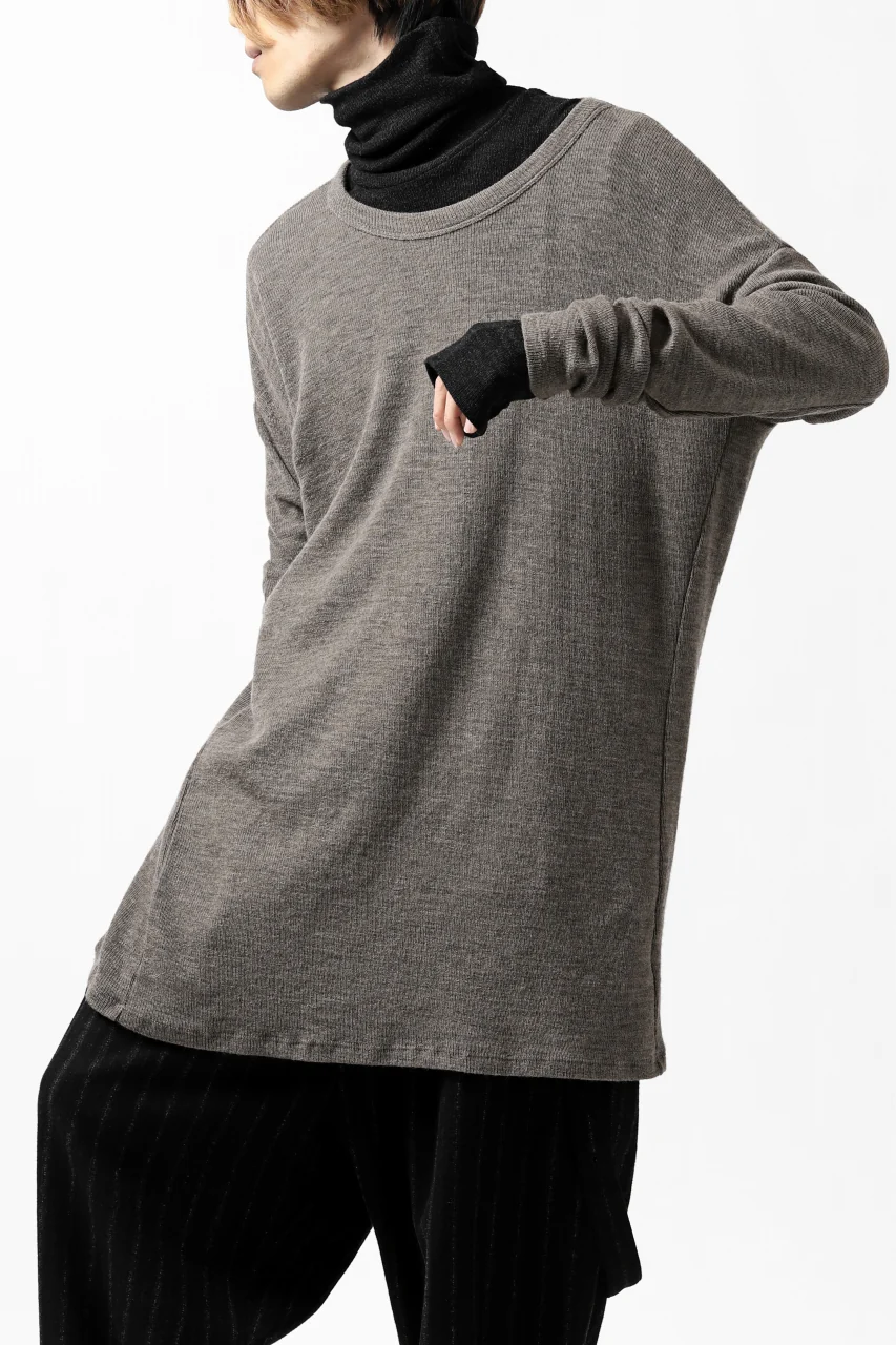 KLASICA ASLEEP CREW NECK KNIT SWEATER / WEANER WOOL RIB (FAWN) - Image 35