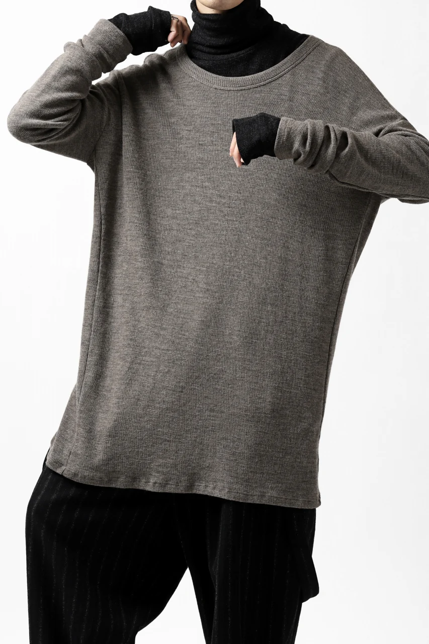 KLASICA ASLEEP CREW NECK KNIT SWEATER / WEANER WOOL RIB (FAWN) - Image 36