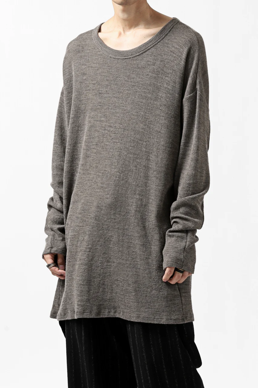 KLASICA ASLEEP CREW NECK KNIT SWEATER / WEANER WOOL RIB (FAWN) - Image 4