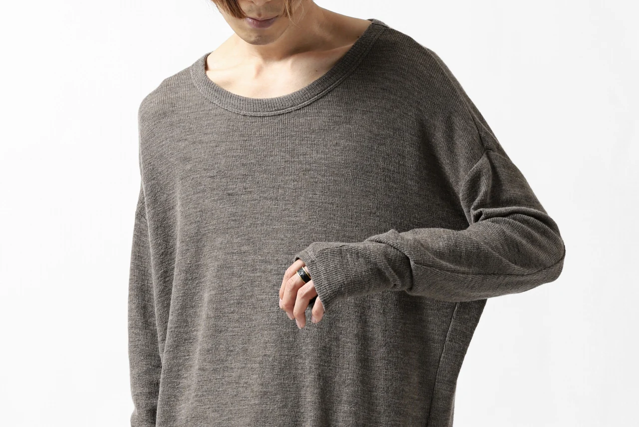 KLASICA ASLEEP CREW NECK KNIT SWEATER / WEANER WOOL RIB (FAWN) - Image 48