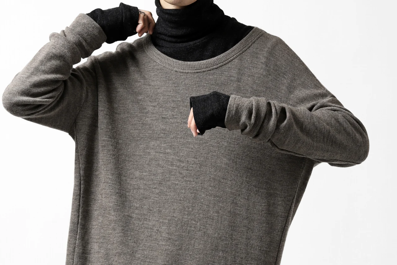 KLASICA ASLEEP CREW NECK KNIT SWEATER / WEANER WOOL RIB (FAWN) - Image 52