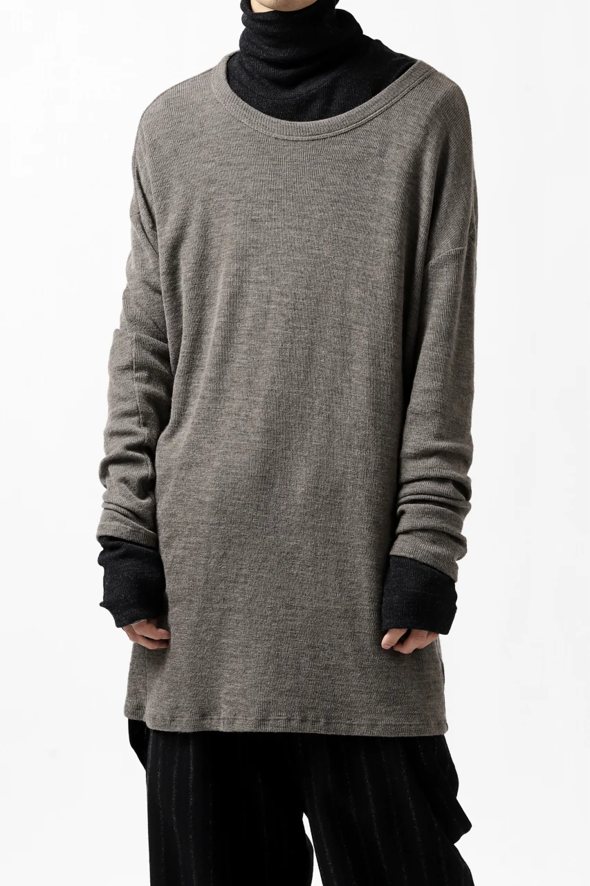 KLASICA ASLEEP CREW NECK KNIT SWEATER / WEANER WOOL RIB (FAWN) - Image 7