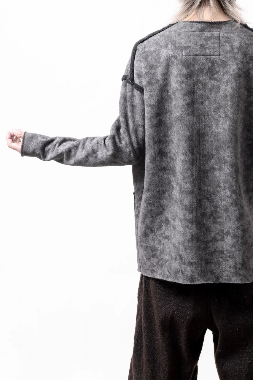 KLASICA ASLEEP LOOSE PULL OVER / GRAINY PRINT BACK SIDE FLEECE (GREIGE) - Image 10