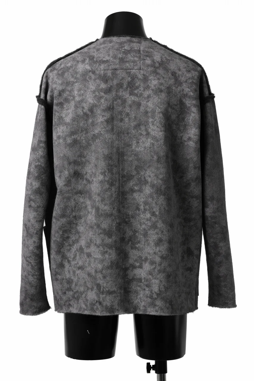 KLASICA ASLEEP LOOSE PULL OVER / GRAINY PRINT BACK SIDE FLEECE (GREIGE) - Image 13